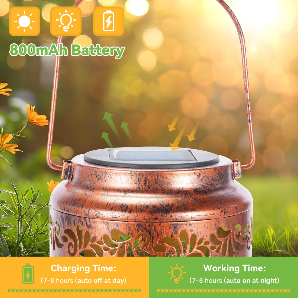 Hummingbird Solar Lanterns Outdoor - OxyLED Metal Waterproof Solar Garden Lanterns, Hanging Lanterns Solar Powered with Handle for Table Pathway Walkway, Birthday Gift for Mom Grandma Women