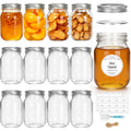 Cehomi Glass Mason Jars 16 oz with Lids - 12 Pack Regular Mouth Canning Jars,Clear Glass Jars for Food Storage, Canning, Pickling, Dry Goods, Snacks, Candies, and DIY Projects
