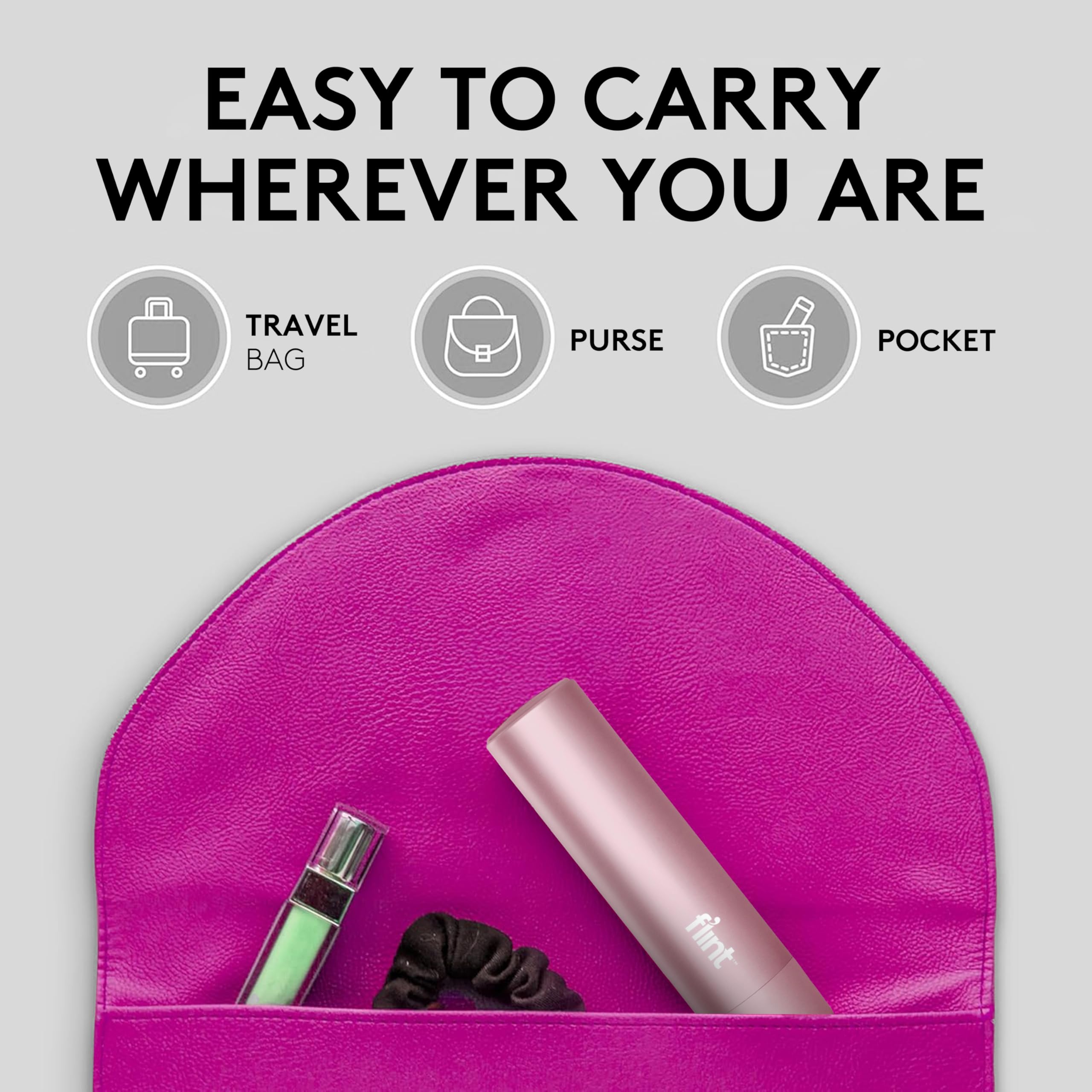 Flint Rose Gold Retractable Mini Lint Roller with 90 Extra Sticky Sheets, Small and Portable Lint Roller, Ideal Pet Hair Remover Lint Roller, Travel Lint Rollers and Lint Shaver for Clothes
