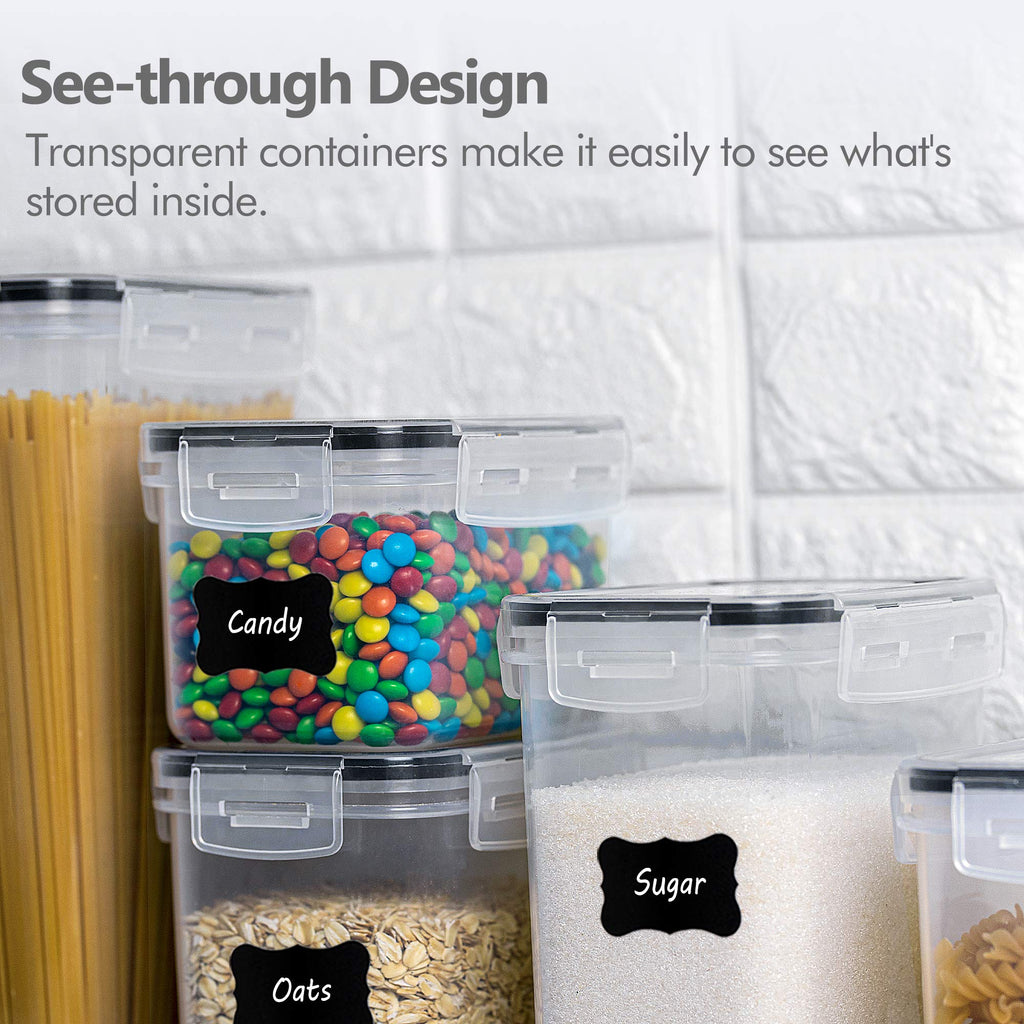 Vtopmart 14pcs Food Storage Containers Set, Kitchen & Pantry Organizers and Storage, Plastic Airtight Pantry Storage Container with Lids for Cereal, Flour and Sugar, Includes 24 Labels