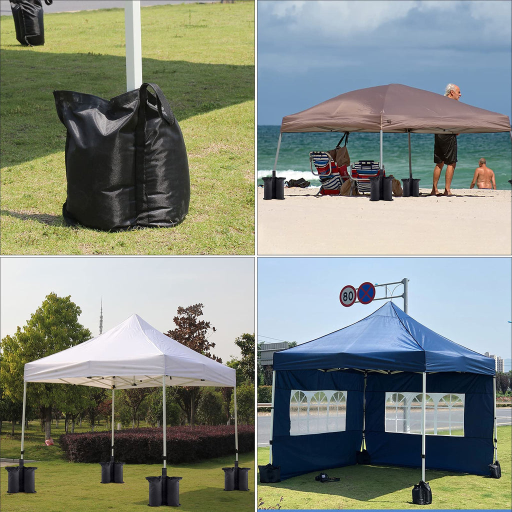 Gazebo Weights Bags, 4 Pack Gazebo Sand Weights, Heavy Duty Sand Weight Bags, Leg Weights for Pop up Canopy Tent Sun Shades, Garden Gazebos, Umbrella, Parasols, Trampolines Weighted Feet Bag