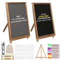 12x16 Inch A Frame Chalkboard Sign Double-Sided Rustic Changeable Felt Letter Board Chalkboard Menu for Restaurants, Weddings, Baby Announcement Board (Brown)