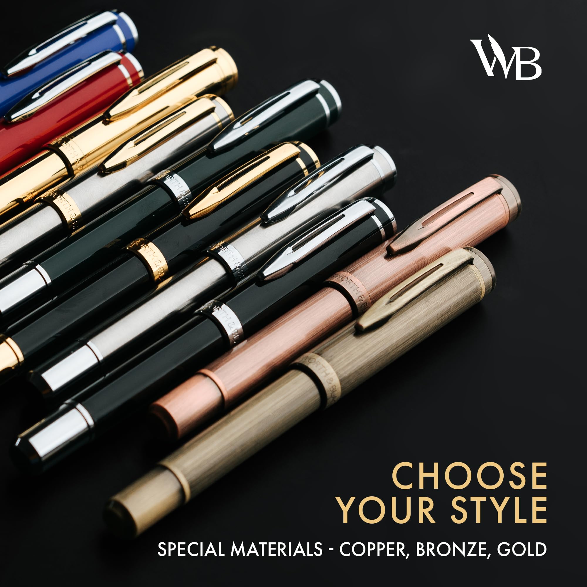 Wordsworth and Black Fountain Pen Mini EDC: Luxury Black Heavy Pocket Pen, Chrome Finish, Medium Nib, 6 Ink Cartridges, Ink Converter, Travel Refillable Writing Pen Gift Set, Men & Women