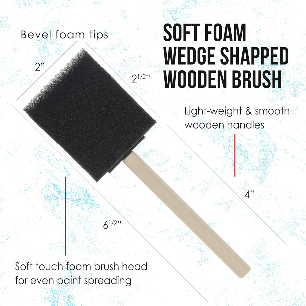 US Art Supply 2 inch Foam Sponge Wood Handle Paint Brush Set (Super Value Pack of 40) - Lightweight, Durable and Great for Acrylics, Stains, Varnishes, Crafts, Art