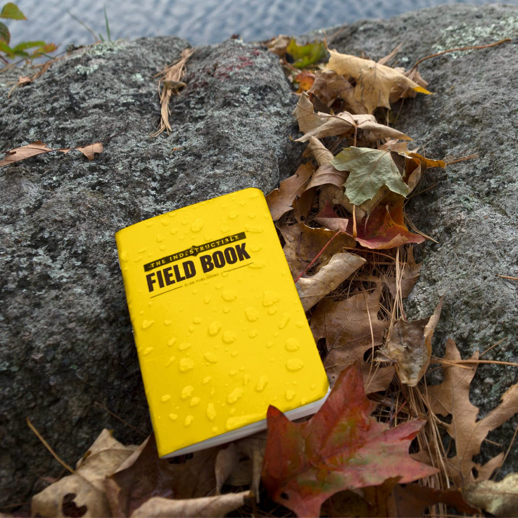 Elan Publishing Company Indestructible Field Notebook/Pocket Journal - 3.5"x5.5" - Yellow Cover - Lined Memo Book - Pack of 4