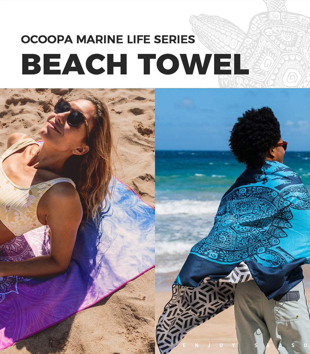 OCOOPA Microfiber Beach Towel Sand Free, Extra Large 71''X32'' Oversized Towels, Lightweight Compact Quick Dry Absorbent Pool Towel for Bath,Camping,Swimming,Travel Accessories, 2 Pack