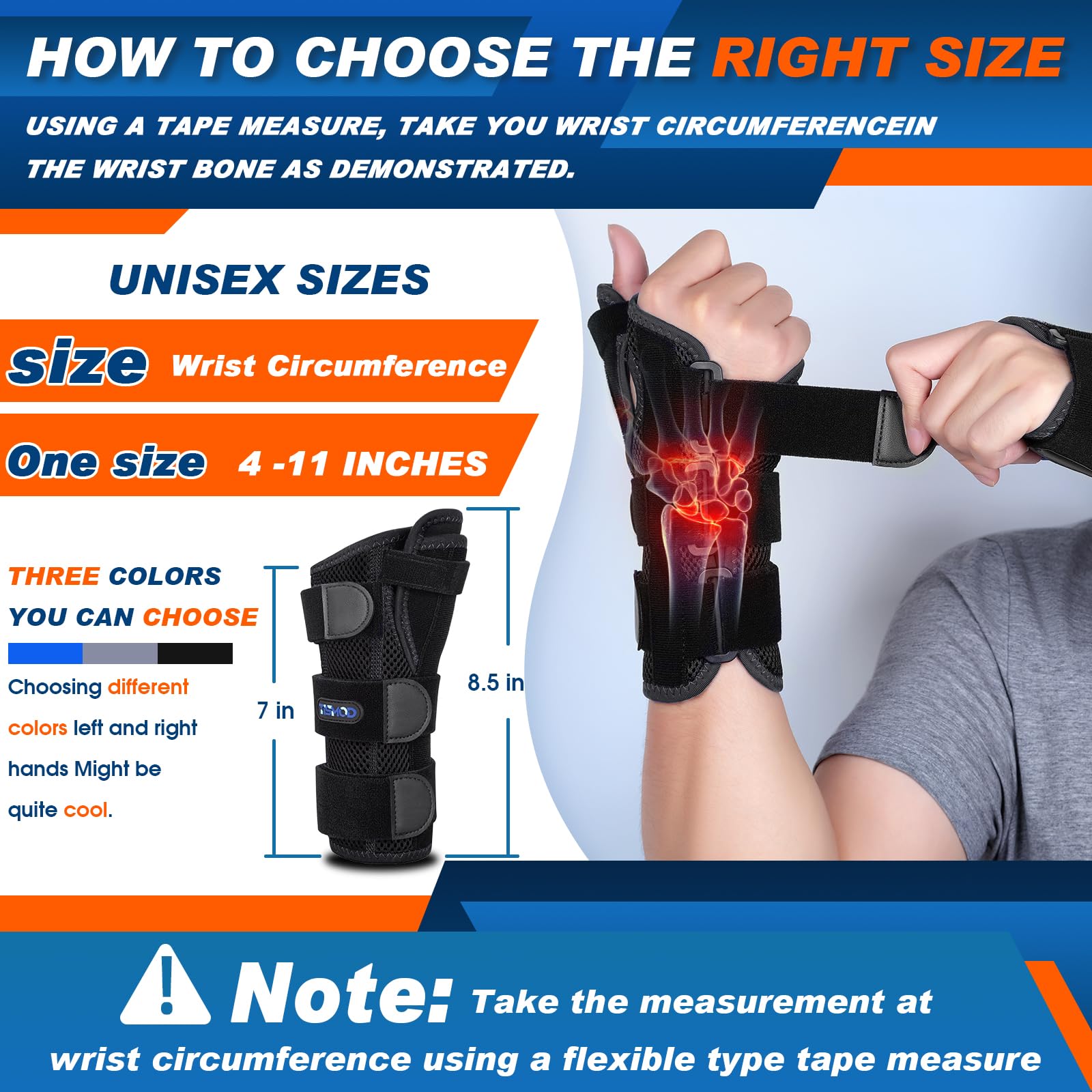 TISMOD Carpal Tunnel Wrist Brace Night Support,Thumb Spica Splint Left Hand for De Quervain's Tenosynovitis Splint,Wrist Brace with Thumb Support for Women/Men (Right Hand)