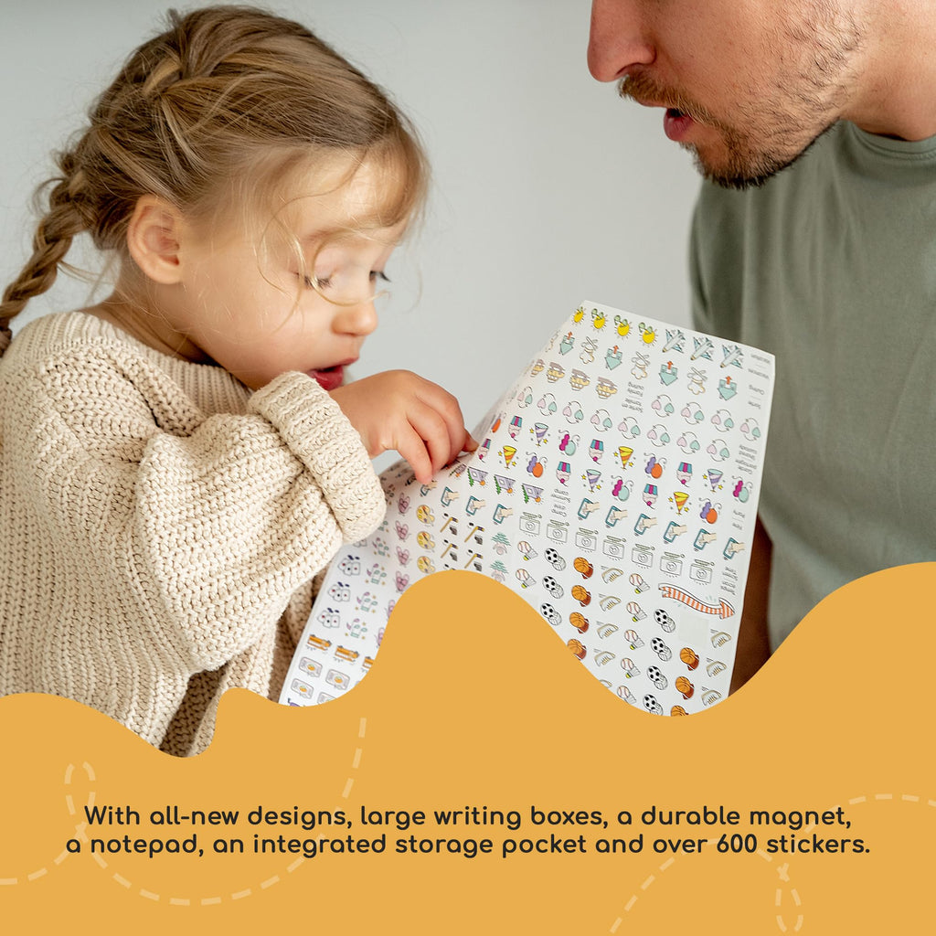 POMANGO 2026 Family Calendar English | 17 Months Family Planner: August 2025 to December 2026 | 15x19" - Magnetic Strip - 600 Stickers - Notepad - 2025-26 Edition with Mobile App