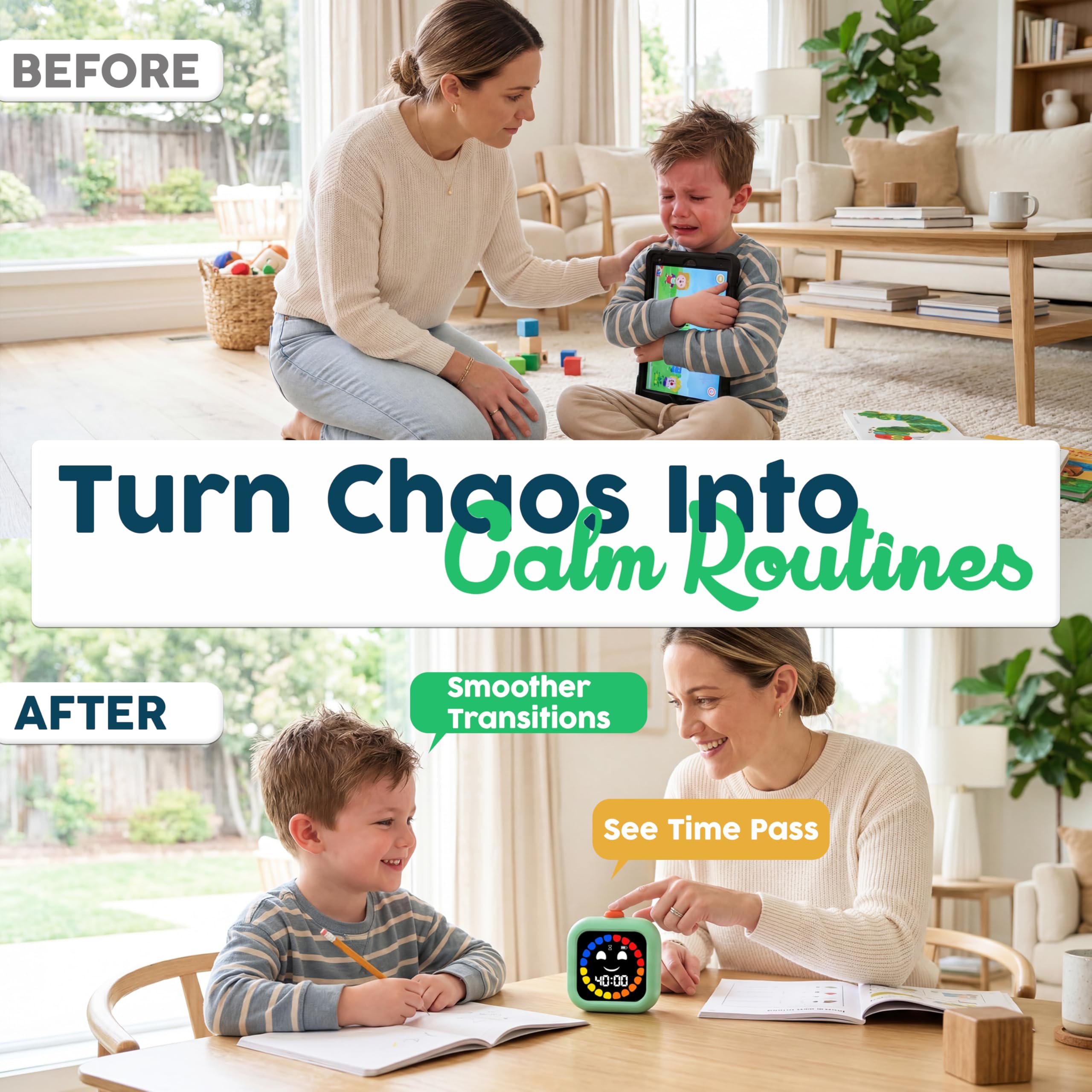Digital Visual Timer for Kids - Rechargeable 99 Min Timer - Focus & Smoother Routines - Visual Timer for Classroom, ADHD Autism Toddler Support - Daily Use at Home, Therapy or School