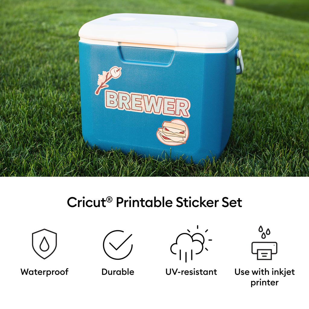 Cricut Printable Waterproof Holographic Sticker Set, White - 10 Sheets in US Letter Size (8.5 x 11 in) - Compatible with Inkjet Printers - for Joy Xtra, Explore, & Maker Machines