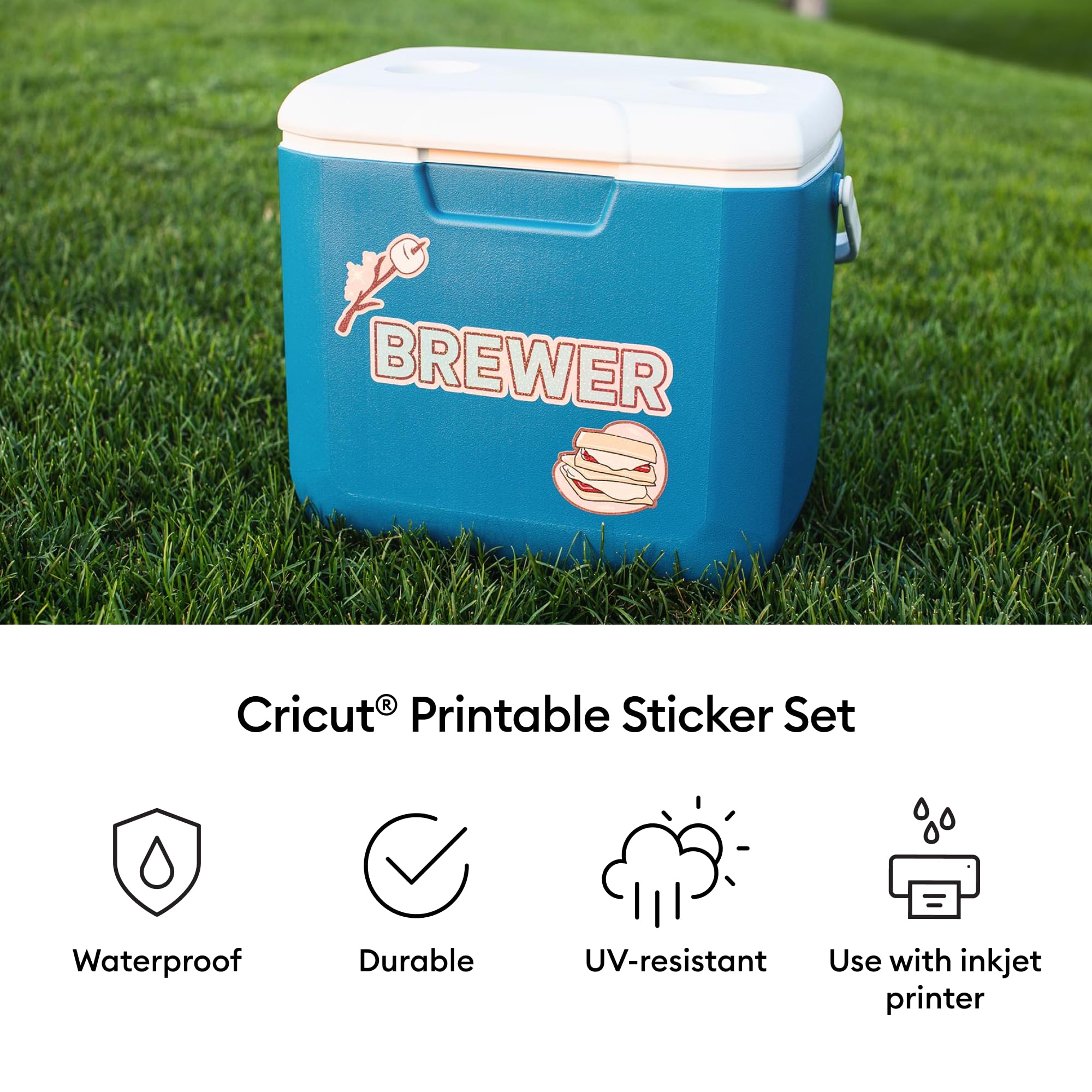 Cricut Printable Waterproof Holographic Sticker Set, White - 10 Sheets in US Letter Size (8.5 x 11 in) - Compatible with Inkjet Printers - for Joy Xtra, Explore, & Maker Machines
