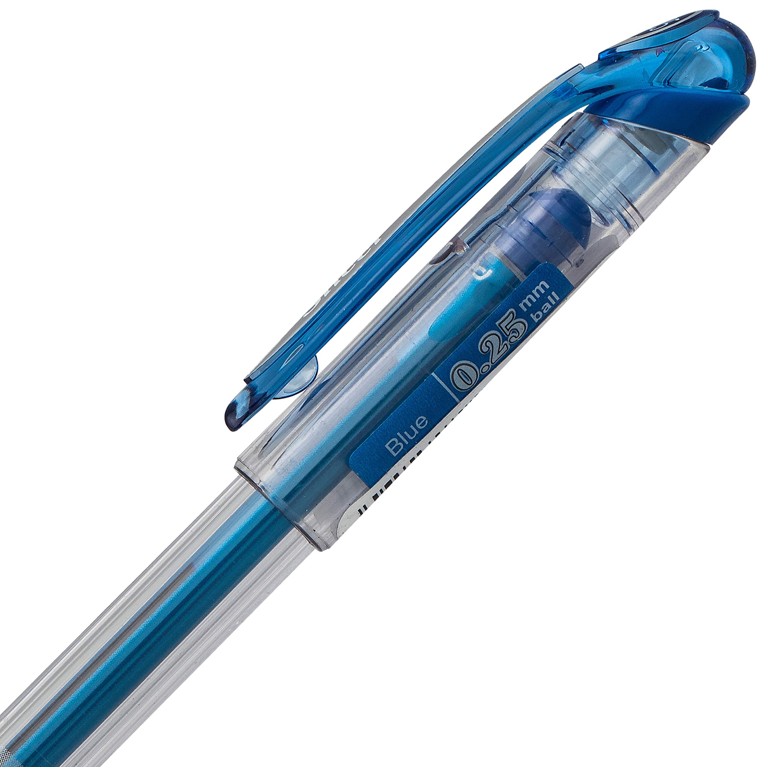 Pentel Arts Slicci Liquid Gel Rollerball Pens, Art, Sketching, Journaling, 0.25mm Extra Fine Point, Blue Ink, BG202C, Box of 12