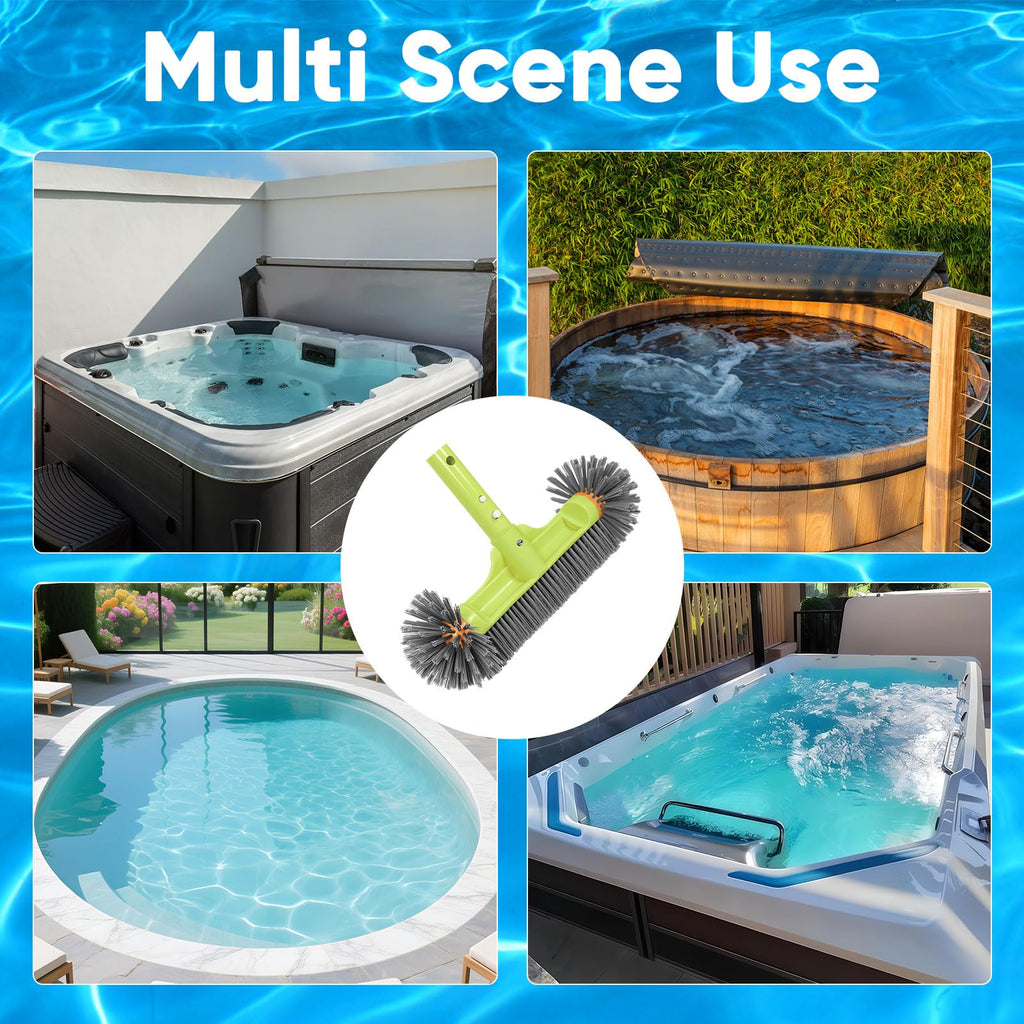 Pool Brush with Round End Brush Head, 7 Rows 13" Pool Brush with Aluminum Handle for Swimming Pool Walls, Tiles Floors, Spa, Hot Tub, Steps, Corners, Inground & Above Ground Pool Accessories