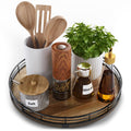 Acacia Wood 12" Lazy Susan Turntable Organizer for Table Top, Farmhouse Round Wooden Lazy Susan for Cabinet Kitchen Centerpieces Coffee Table, for Condiments Spices, Bathroom Vanity Tray Decor