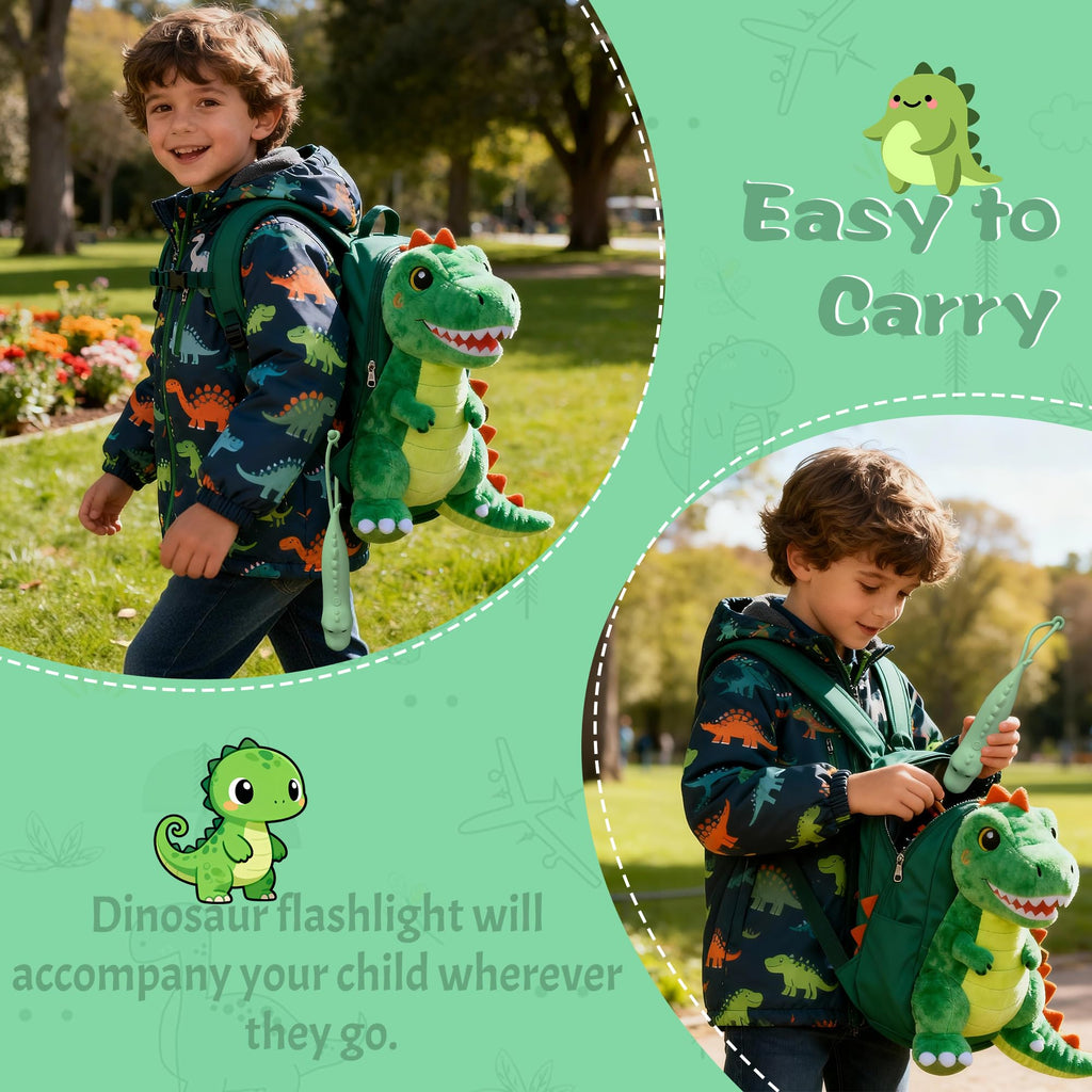 CoolGift Mart Silicone Dinosaur Flashlight, Rechargeable Hanging Night Light for Camping, Night Walks and Home Use, Animal Themed Themed Portable Torch