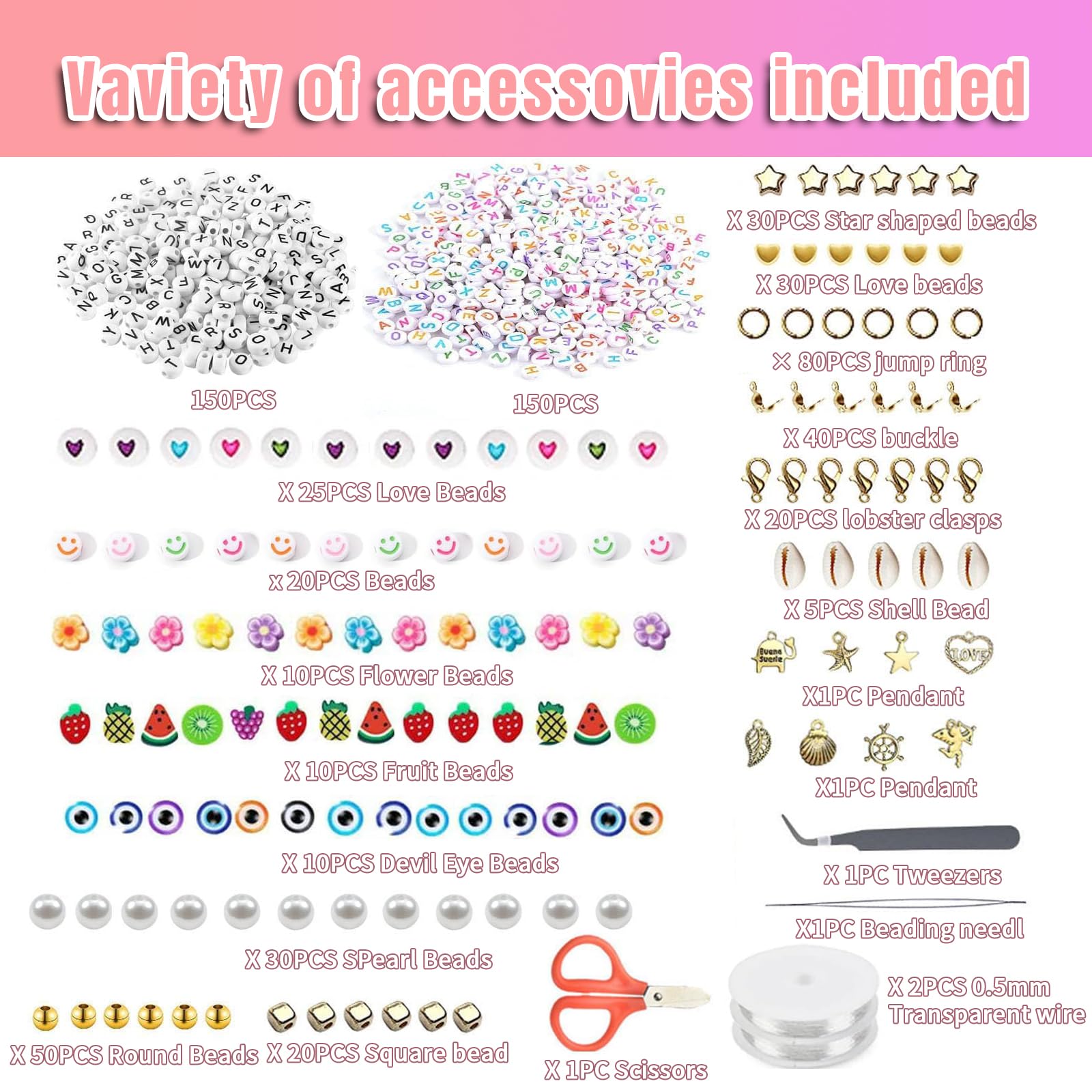 54000pcs Glass Seed Beads for Jewelry Making Kit, 120 Colors 2mm Small Beads Kit Bracelet Beads with Letter Evil Eye Beads Jump Rings & Charms Pendants for Bracelets Making, DIY, Art and Craft