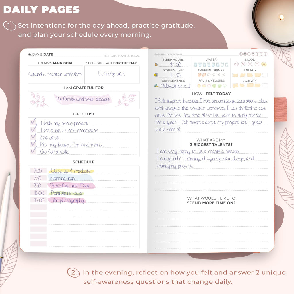 Clever Fox Self-Care Journal – Daily Reflection Notebook – Mental Health & Personal Development Planner, Meditation & Mood Log, Pocket (Rose Gold)