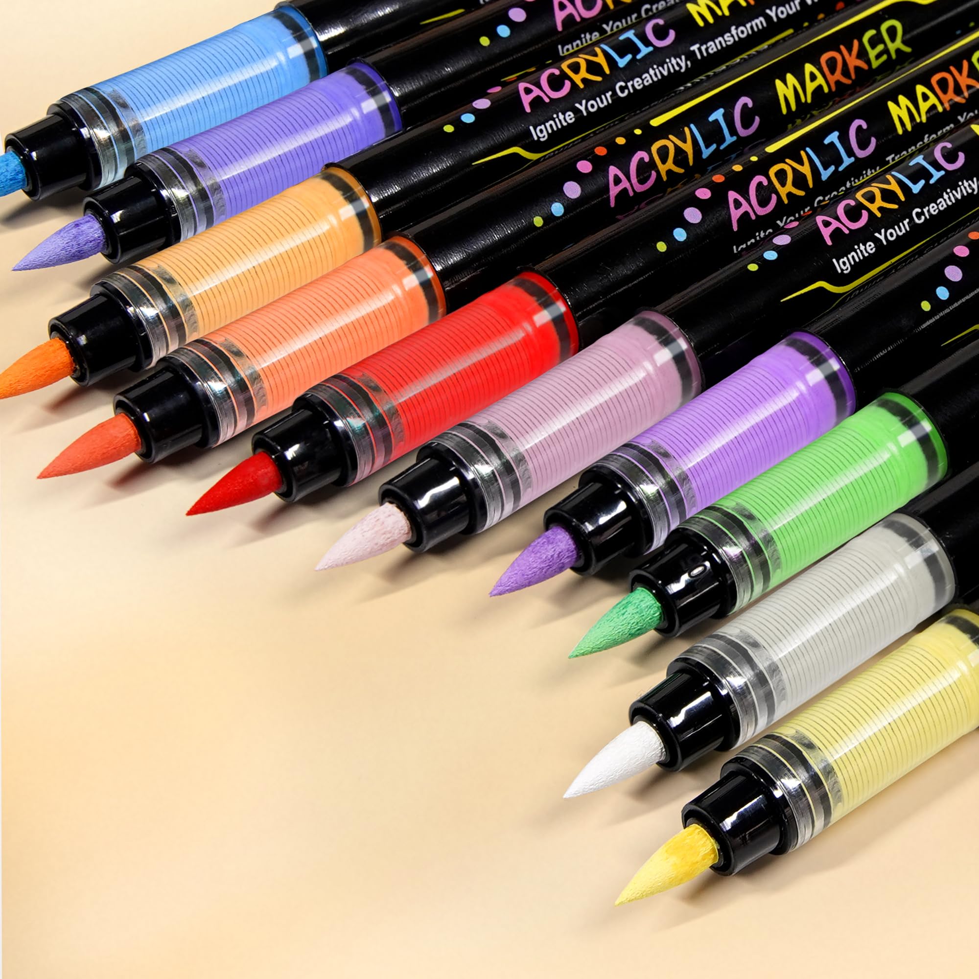 24 Colors Direct Liquid Ink Markers Set – Permanent Acrylic Markers for Multi-Surface Use, Non-Toxic, Ideal for Art, Crafts & DIY Projects