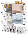 Sakugi 3 Tier Clothes Drying Rack, Foldable Clothes Drying Rack with Non-Slip Feet, Portable Laundry Drying Rack for Clothing, Indoor & Outdoor Use, 73.5 x 29 x 95 cm, White
