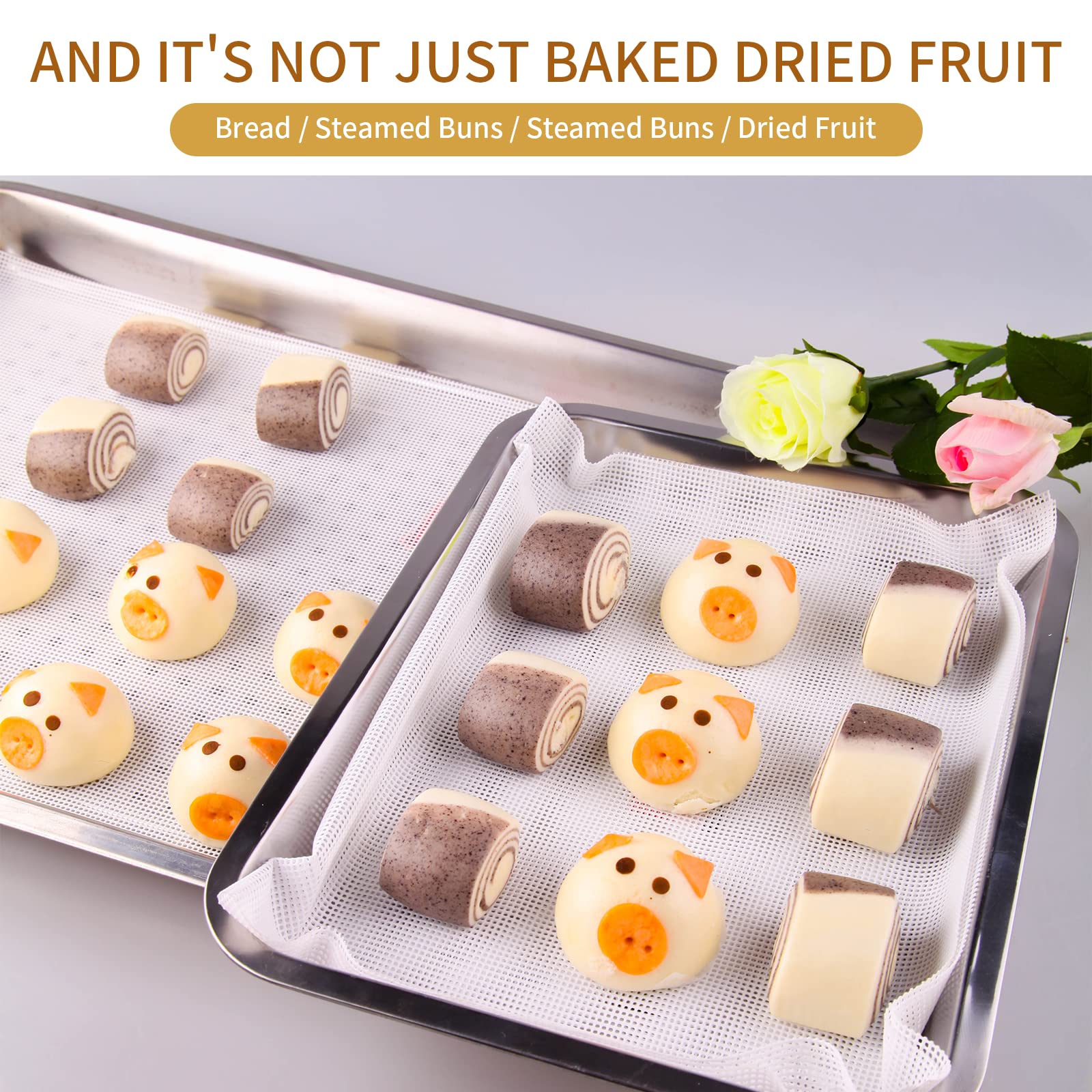 12 Pack Food Dehydrator Sheets, Silicone Fruit Mesh Trays for Dehydrator & Freeze Dryer, Non-Stick Mats for Meat, Herbs Cooking & Baking (14x14 In)