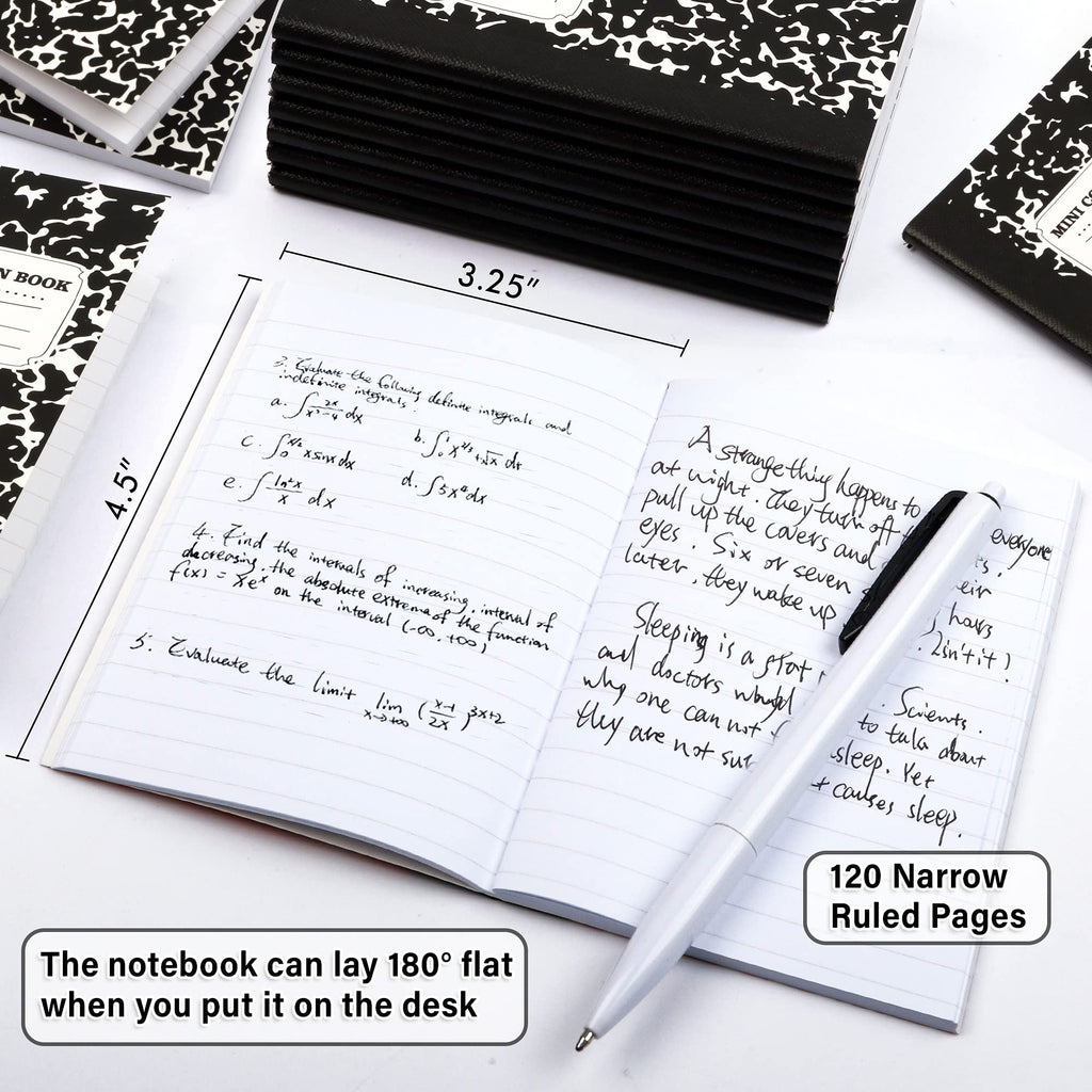 feela Mini Composition Notebook, Cute 30 Pack Black Narrow Ruled Mini Composition Books Bulk, Small Pocket Marble Journal Notebooks for Kids Students College Office, Pocket Size 4.5 x 3.25 in