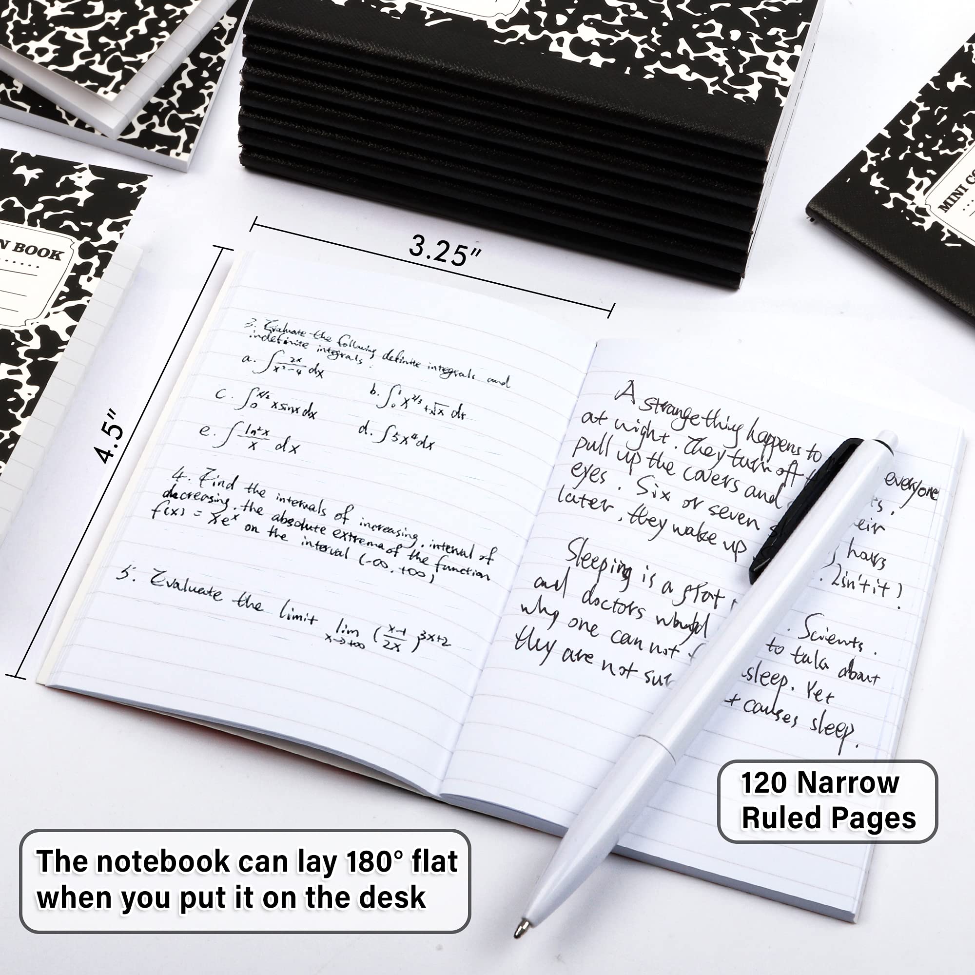 feela Mini Composition Notebook, Cute 30 Pack Black Narrow Ruled Mini Composition Books Bulk, Small Pocket Marble Journal Notebooks for Kids Students College Office, Pocket Size 4.5 x 3.25 in