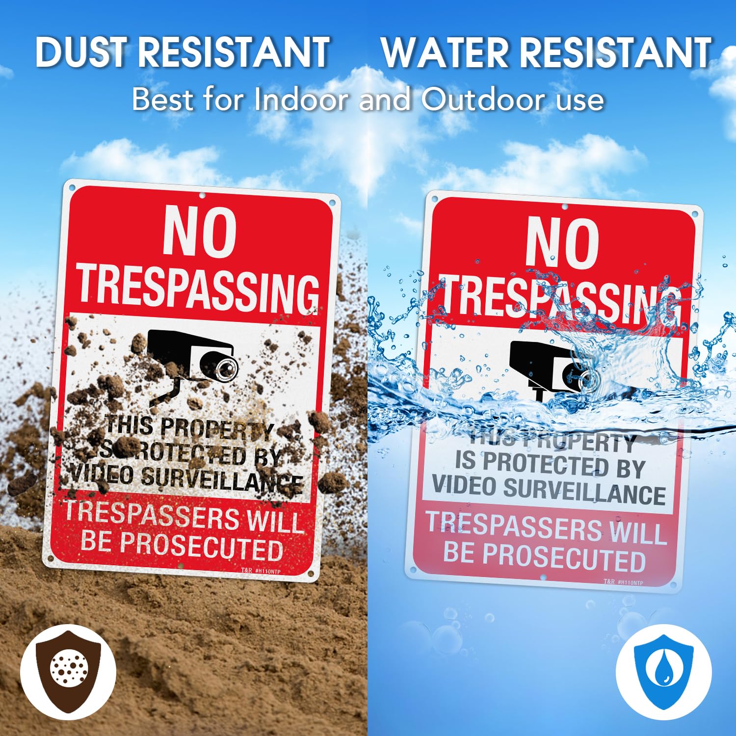 No Trespassing This Property Is Protected By Video Surveillance Trespassers Will Be Prosecuted Metal Reflective Sign - 14 x 10 Inches .040 Aluminum - 6 Pre-Drilled Holes - UV Protected, Waterproof and