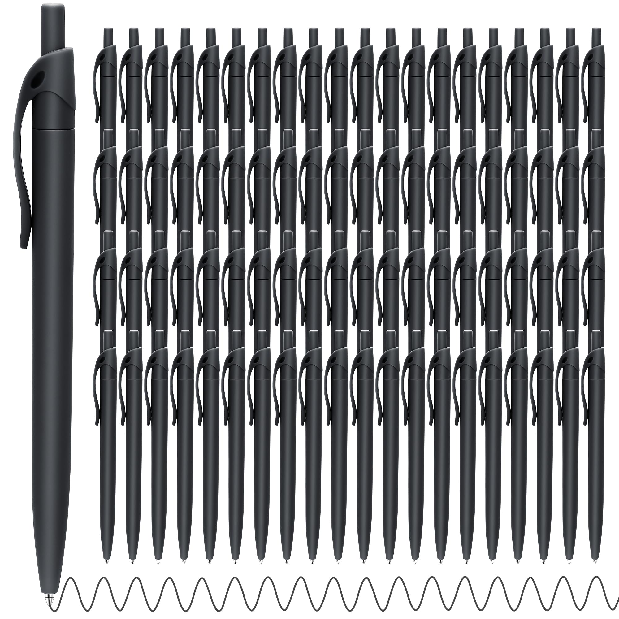 Aozora Pens Bulk,80 Pack Black Click Pens No Bleed,Wholesale Retractable Ballpoint Pens Medium Point,Smooth Ink Pens for Journaling School Office Supplies 1.0MM Black Ink