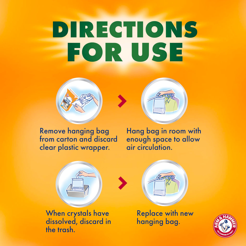 Arm & Hammer Essentials Hanging Moisture Absorber and Odor Eliminator, 17.5 oz., 3 Pack, Linen Fresh, Moisture Absorbers for Closets, Laundry Rooms and Bedrooms, Long-Lasting Freshness