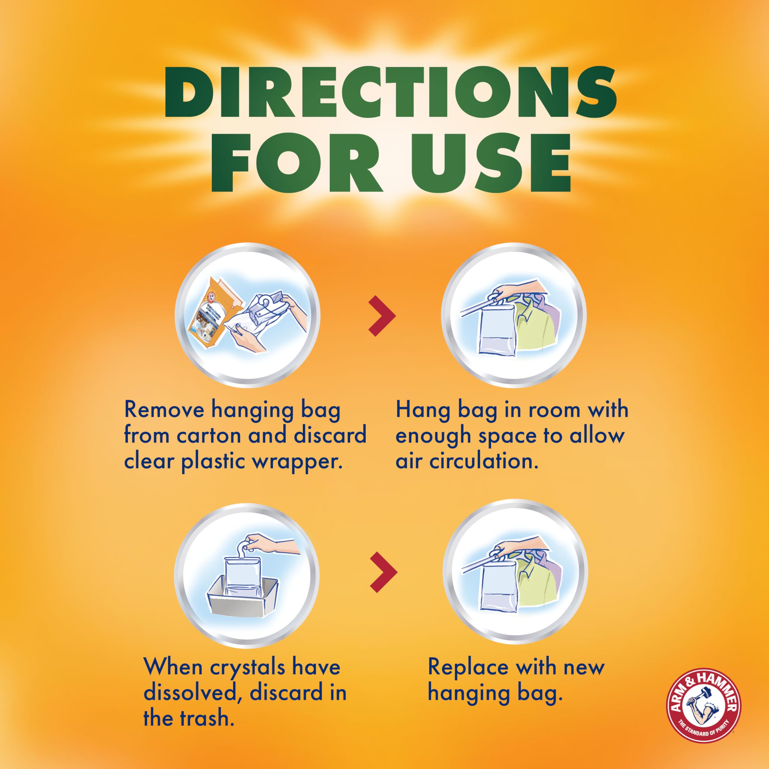 Arm & Hammer Essentials Hanging Moisture Absorber and Odor Eliminator, 17.5 oz., 3 Pack, Linen Fresh, Moisture Absorbers for Closets, Laundry Rooms and Bedrooms, Long-Lasting Freshness