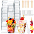 Jupwalz 190 Pcs 5 OZ Dessert Cups Set with Spoons Cocktail Picks, Clear Mini Dessert Shooter Cups, Plastic Parfait Cups for Party Appetizers Yogurt Pudding Fruit Ice Cream Jello Shooter Cup