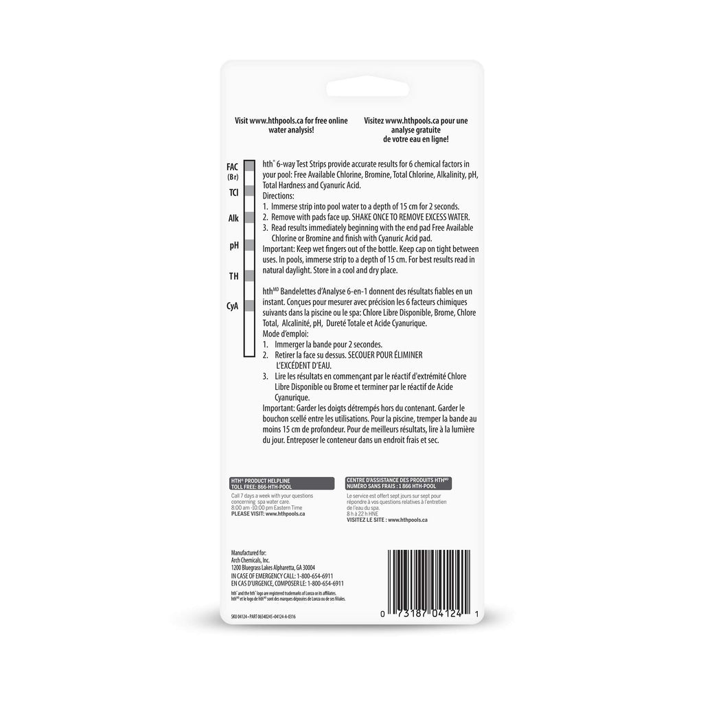 HTH 4124 6-Way Test Strip, 50 Strips