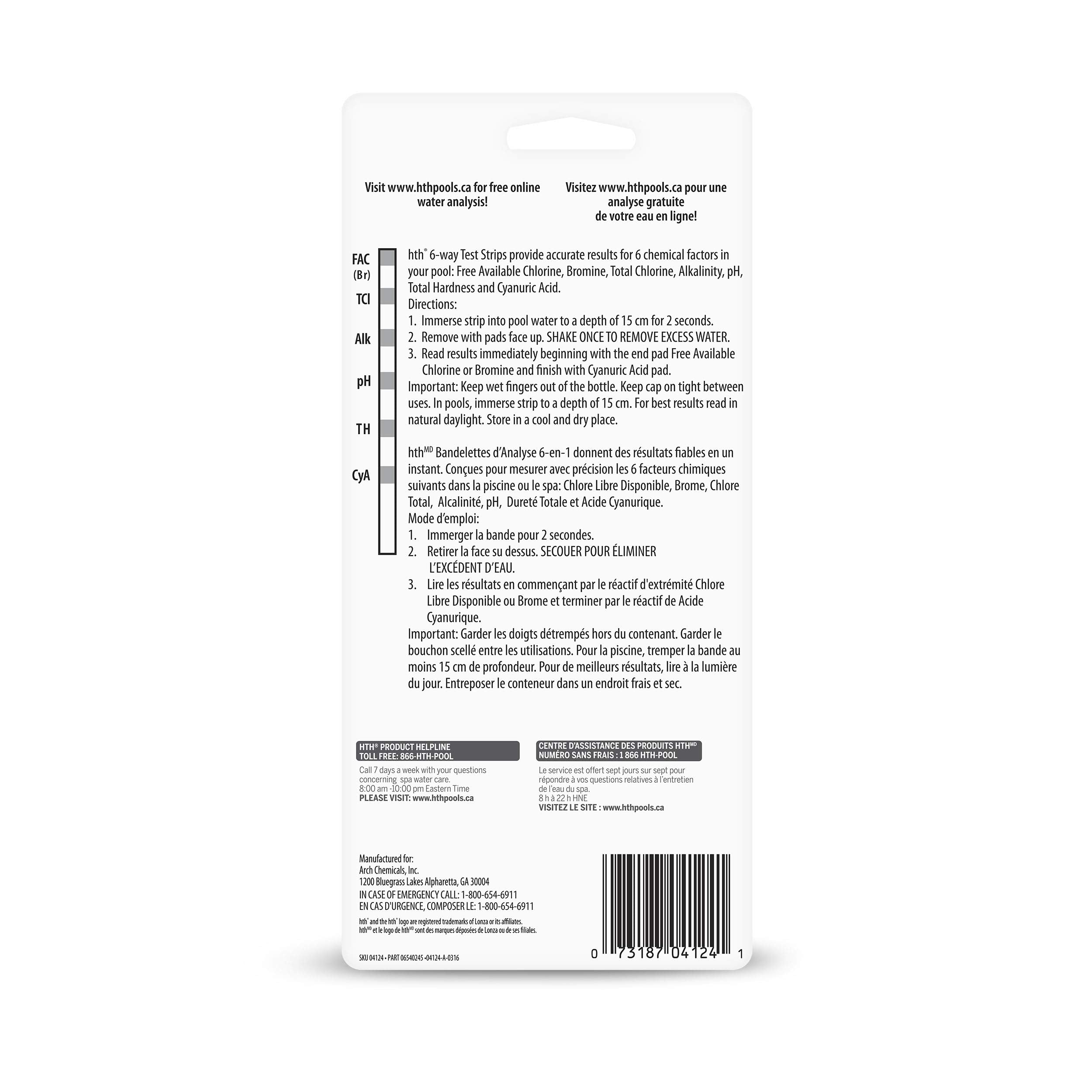 HTH 4124 6-Way Test Strip, 50 Strips