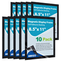 VAIIGO 8.5"x 11" Magnetic Sign Holder, 10Pack Double Sided Window Self Adhesive Magnetic Display Frame with Clear PVC and Strong Magnet for Office/Store/Door/Glass/Refrigerator Display Frame, Black
