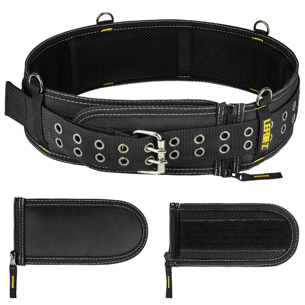 Padded Tool Belt,4-Inch Heavy Duty Tool Belts for Men with 4 Suspenders Ring,Work Belts for Electrician,Carpenter,Construction,Utility Belt,Adjustable Waist 34''-40''(Pouch not Included)