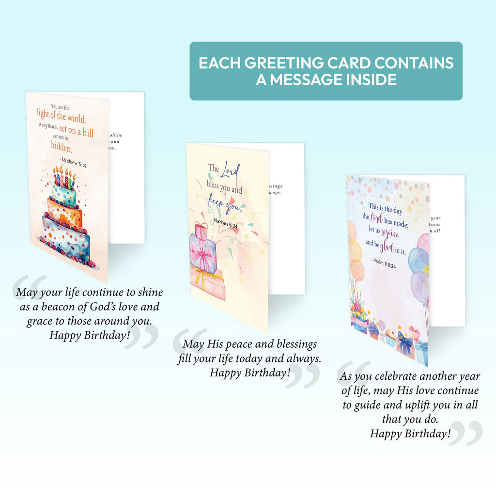 Only Zest 30 Pack Religious Birthday Cards with Envelopes – 4x6 Inspirational Christian Birthday Cards Bulk Set with Bible Verses for Women, Men, Kids