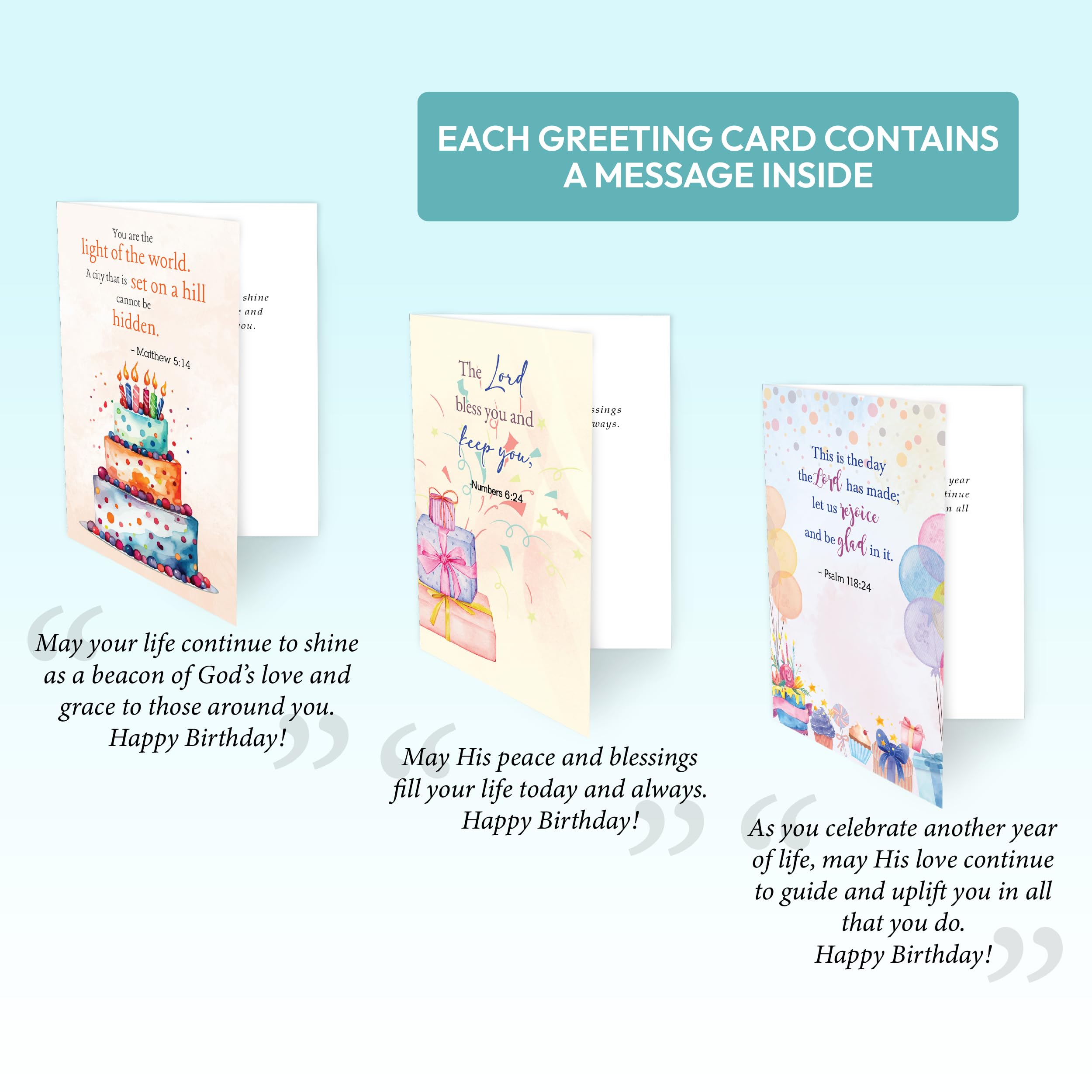 Only Zest 30 Pack Religious Birthday Cards with Envelopes – 4x6 Inspirational Christian Birthday Cards Bulk Set with Bible Verses for Women, Men, Kids