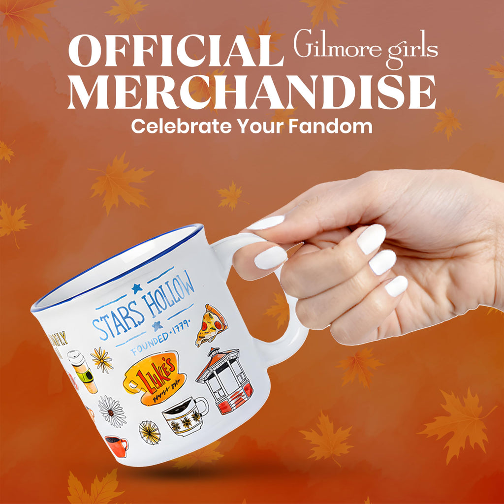 Silver Buffalo Gilmore Girls Luke's Featuring Iconic Stars Hollow Locations Ceramic Camper Mug, 20 Ounces