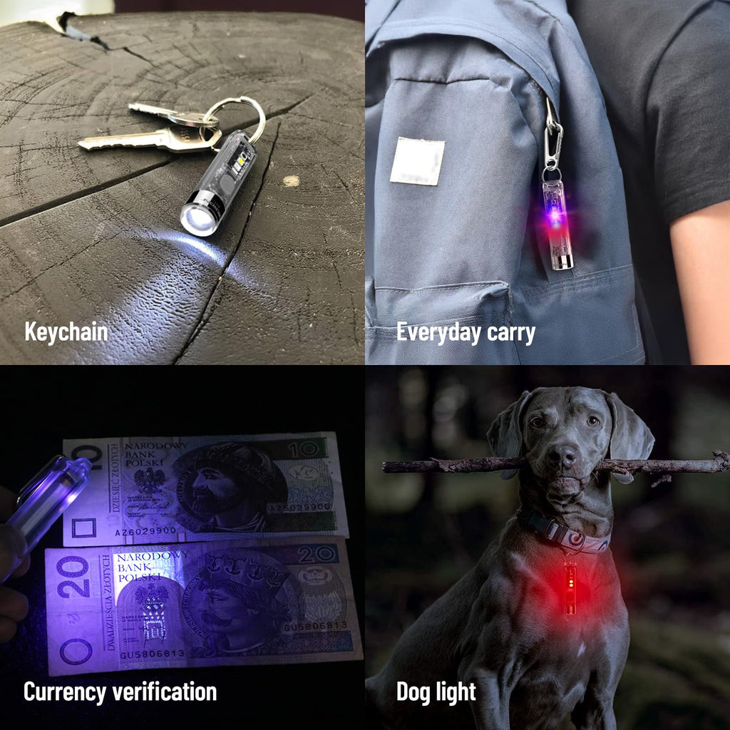 NICRON K11 Rechargeable Keychain Flashlight Lightweight,400 Hight Lumen with Extra 4 Sidelight, IPX4 EDC Mini Flashlight Be Used for Camping Outdoors Emergency Daiy Use