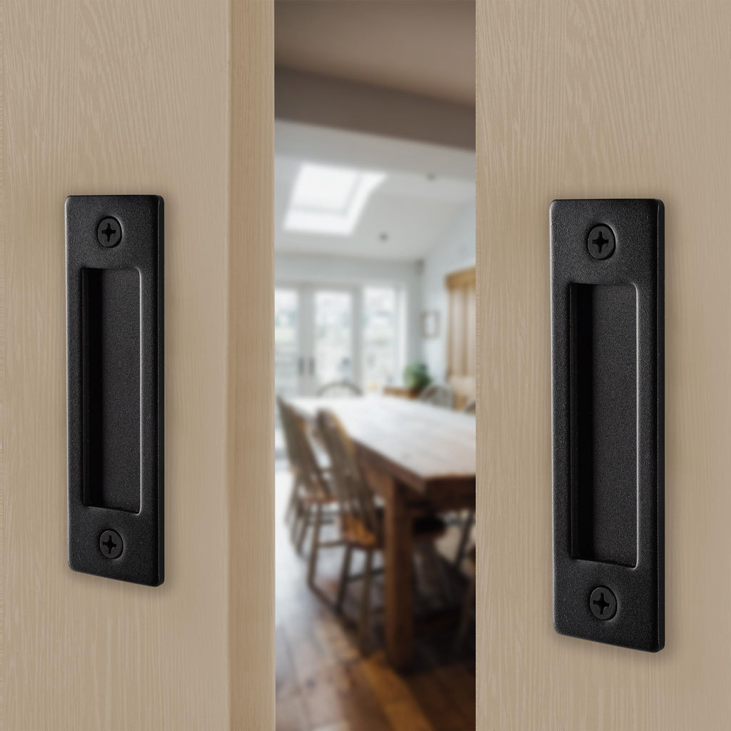 Wright Products Barn Door Handles Set - Matte Black Sliding Barn Door Hardware Kit, 2 Pack