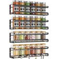 Bunoxea Spice Rack wall mounted 4 Pack, Space-Saving Spice Organizer for Spice Jars and Seasonings,Screw or Adhesive Hanging Spice Rack Organizer for Your Kitchen Cabinet,or Pantry Door