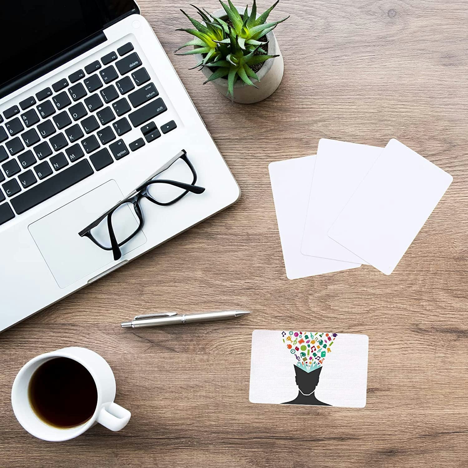 MEISO 100pcs White Double-Side Sublimation Metal Business Cards