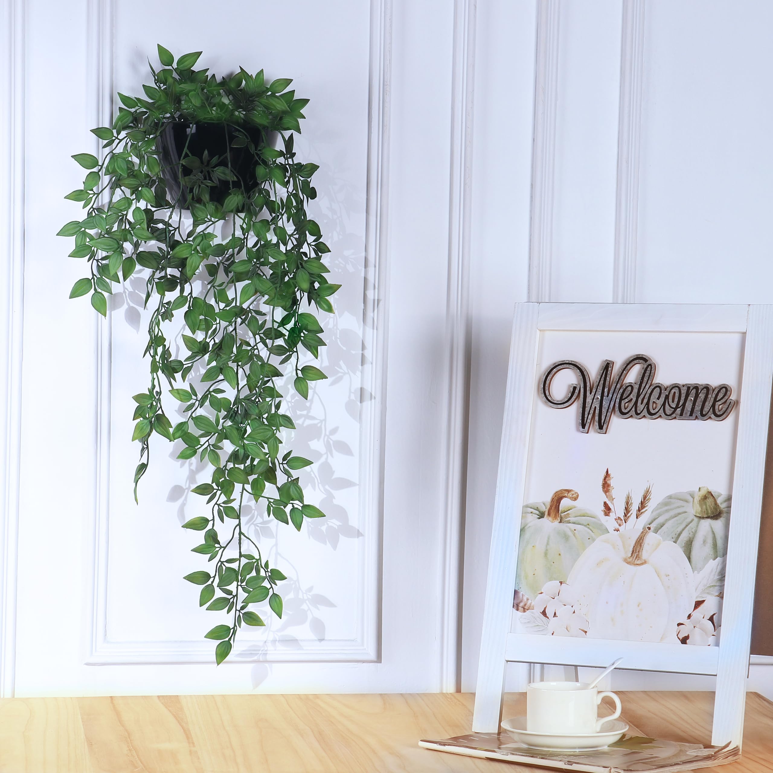 Artificial Hanging Plants - 2 Pack Fake Hanging Greenery Plant Hanging Mandala Vines Plant Potted for Décor for Indoor Outdoor Décor