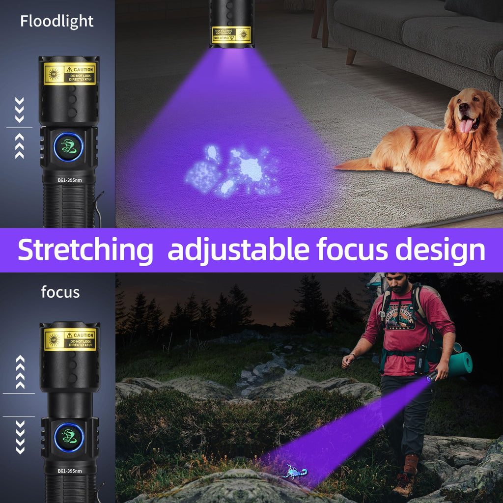 DARKBEAM 395NM UV LED Blacklight Lamp, Ultraviolet Lamps, Wood Lamp, Rechargeable USB-C Swivelling, Water Resistant for Detecting Scorpions and UV Resin Light