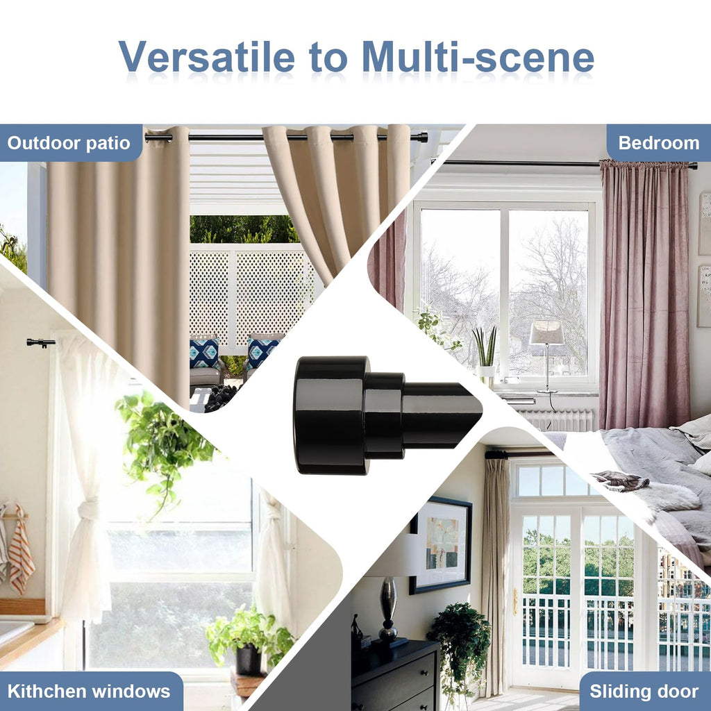 Black Curtain Rods for Windows 66 to 120-1 Inch Thick Heavy Duty Long Curtain Rods, No Sag & Easy Install - Decorative Modern Drapery Rods for Sliding Glass Door, Outdoor Patio, Living Room