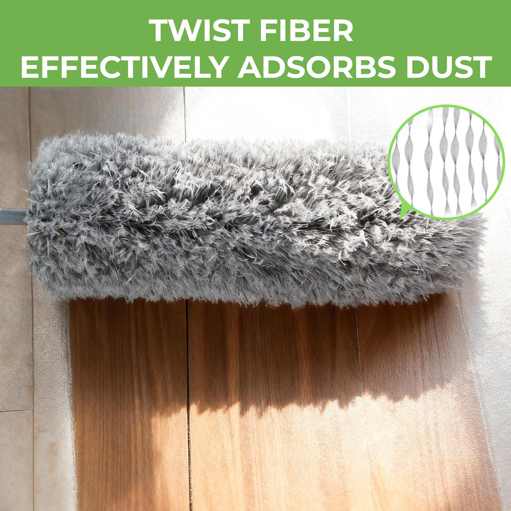 DNACHEW Cobweb Duster with Extension Pole, Spider Web Brush & Ceiling Cleaning Kit, 100" Microfiber Feather Duster Cleaner with Washable Head for Ceiling Fan, Furniture, Home