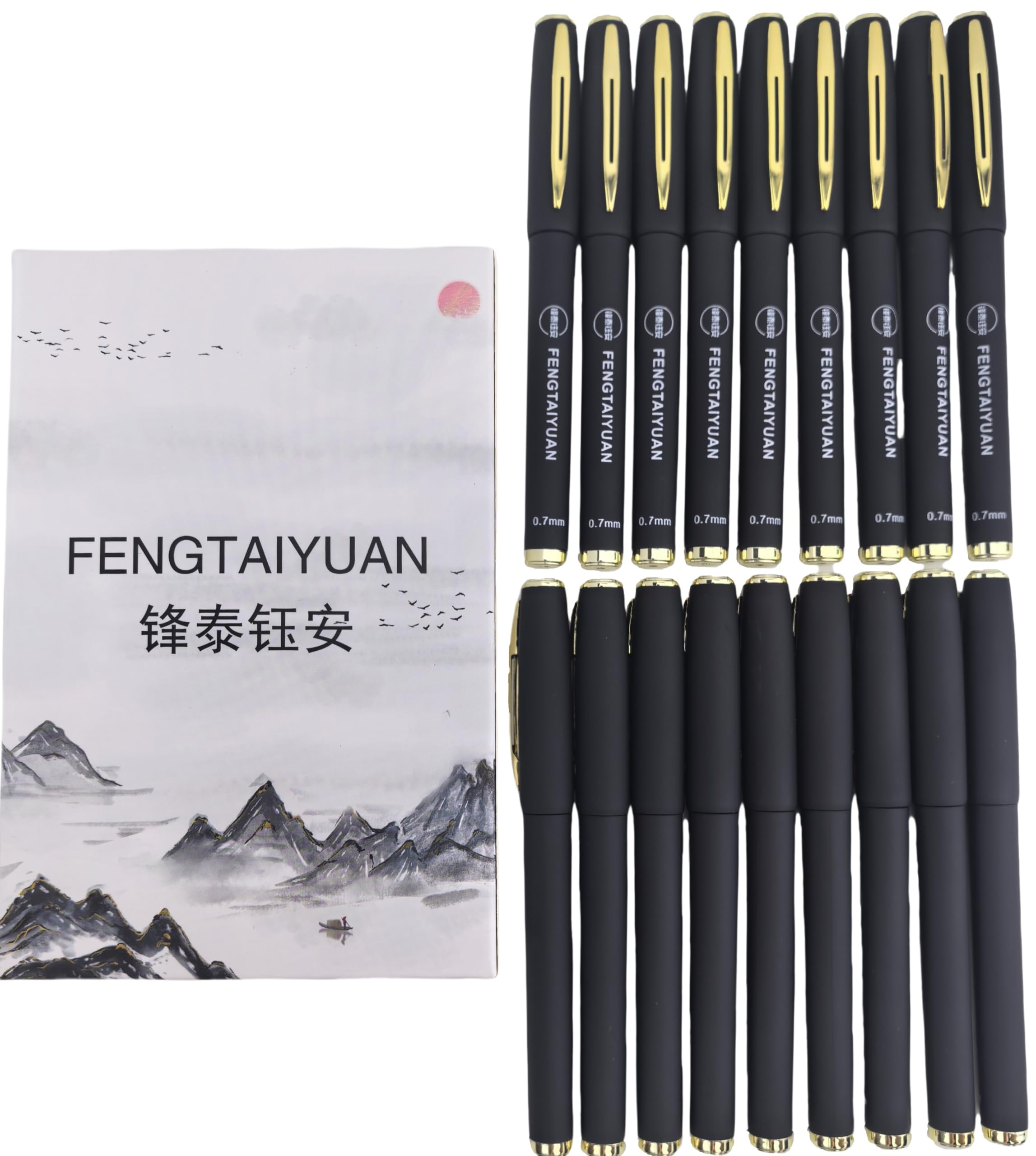 Fengtaiyuan 07P18, Gel Ink Rollerball Pens, Black Ink, Fine Point, 18 Pack, Writing Smooth, Cool Pens (0.7mm-Black-18Pack)