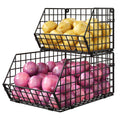 2-Tier Stackable Fruit Basket for Counter, Potato and Onion Storage Bin - Vegetable Basket for Kitchen, Wire Basket for Pantry Organizers- Metal Baskets for Snack Produce Can