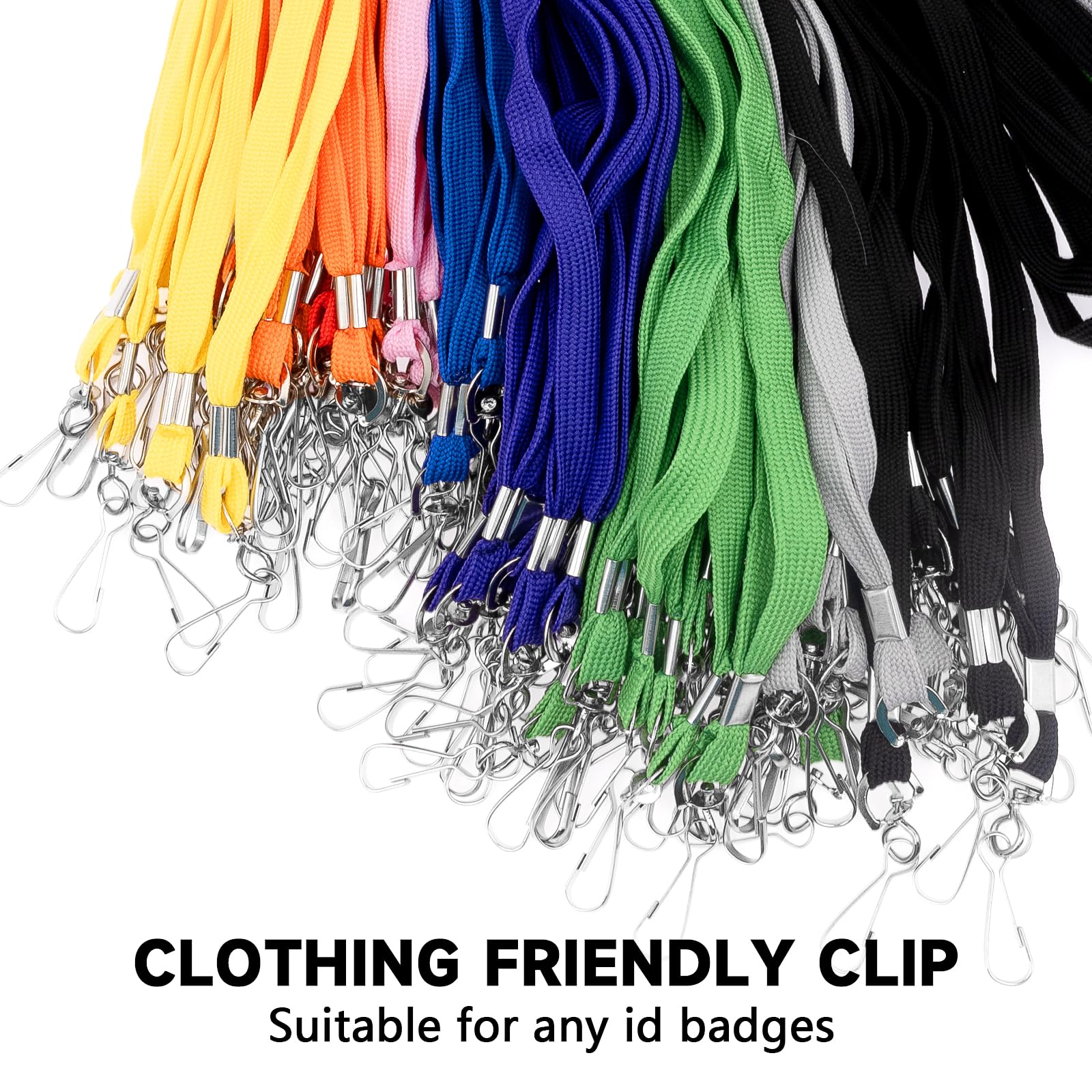 200Pcs Lanyards Bulk, Colorful Badge Lanyards Neck Flat Lanyards with Swivel J Hook Clip for ID Badges, Name Tag, Key, Card Holder, Office Worker(10 Colors)