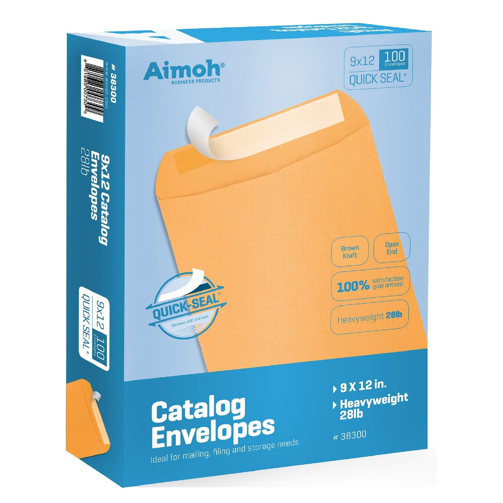 9 X 12 Self-Seal Brown Kraft Catalog Envelopes - 28lb - 100 Count (38300)